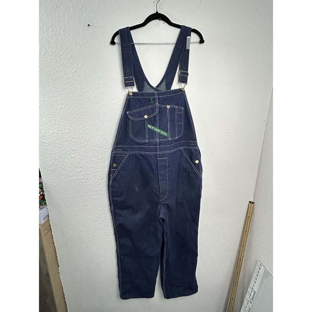 VTG Key Imperial Mens 40X27 Work Farm Trucker Carpenter Bib Overalls Denim Jean